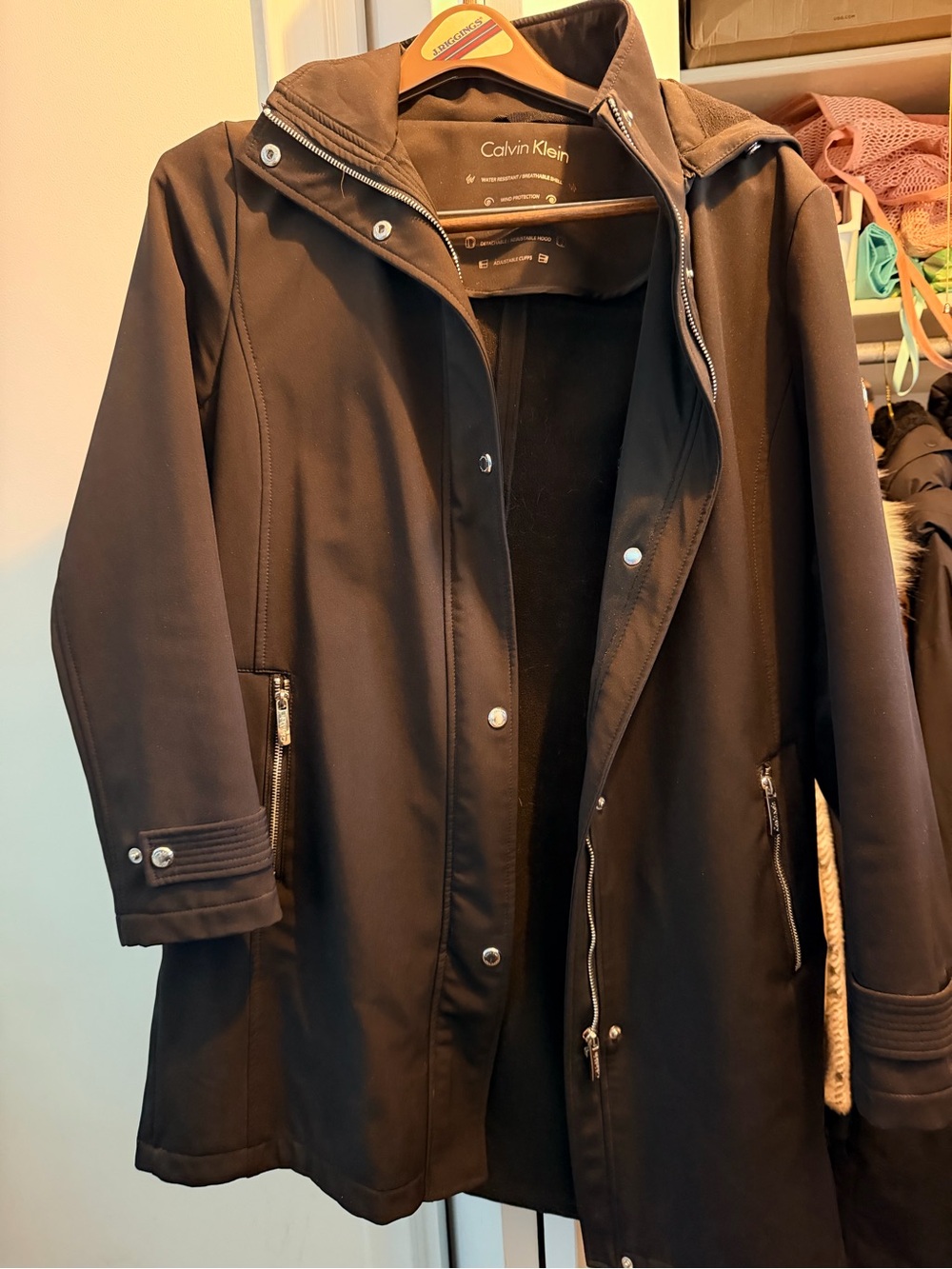 Calvin Klein Women's Black Hooded Trench Coat
